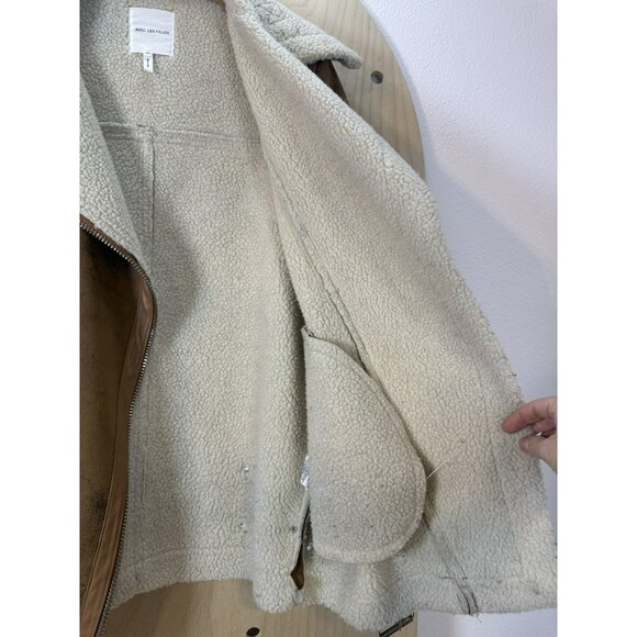 AVEC LES FILLES Coat Worn On TV Eden McCoy Camel Faux Shearling Jacket Moto XS - Picture 11 of 16